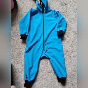 iELM Bärnkladen EUC Waterproof Rainsuit Size 98 2-3 Years Sweden Blue/skulls